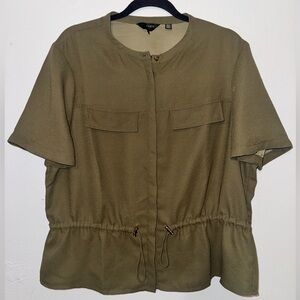 Khaki Green Cinch Waist Utility Shirt Size 5